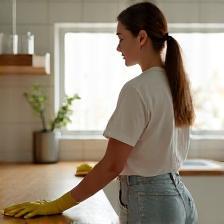 Reiniging van een moderne woonkeuken